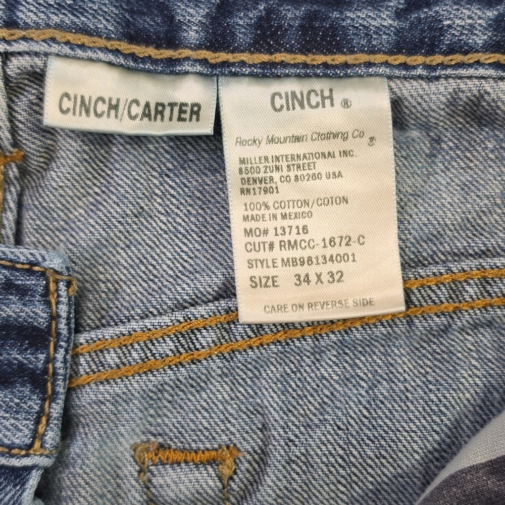 Cinch Carter Jeans Men's 34x32 Medium Wash Bootcut Heavyweight Denim Cowboy Work - Picture 7 of 13